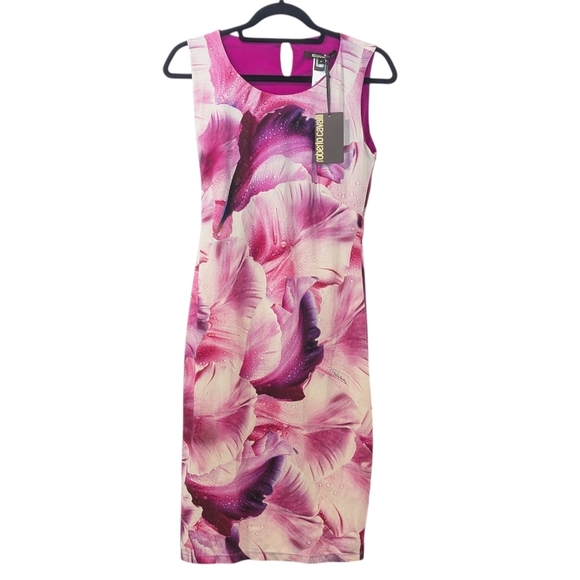 NWT Roberto Cavalli Pink Floral Dress Size 44 - 10/12 M/L - Picture 7 of 10